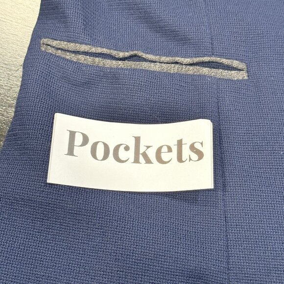 41 Hawthorn Navy Blue Knit One Button Blazer Jacket Elbow Patches Women size XL - Picture 7 of 13